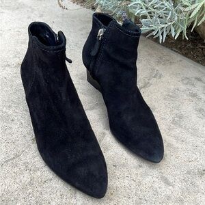 TOD'S Women's Black Suede Wedge Heel Ankle Boot Size 37 / 7